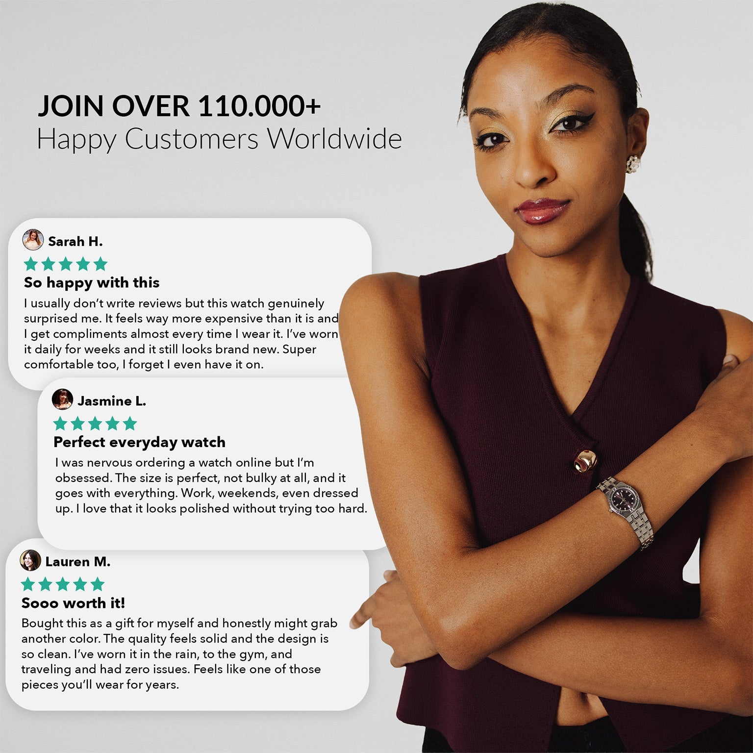 The Elara Watch - Silver Plum