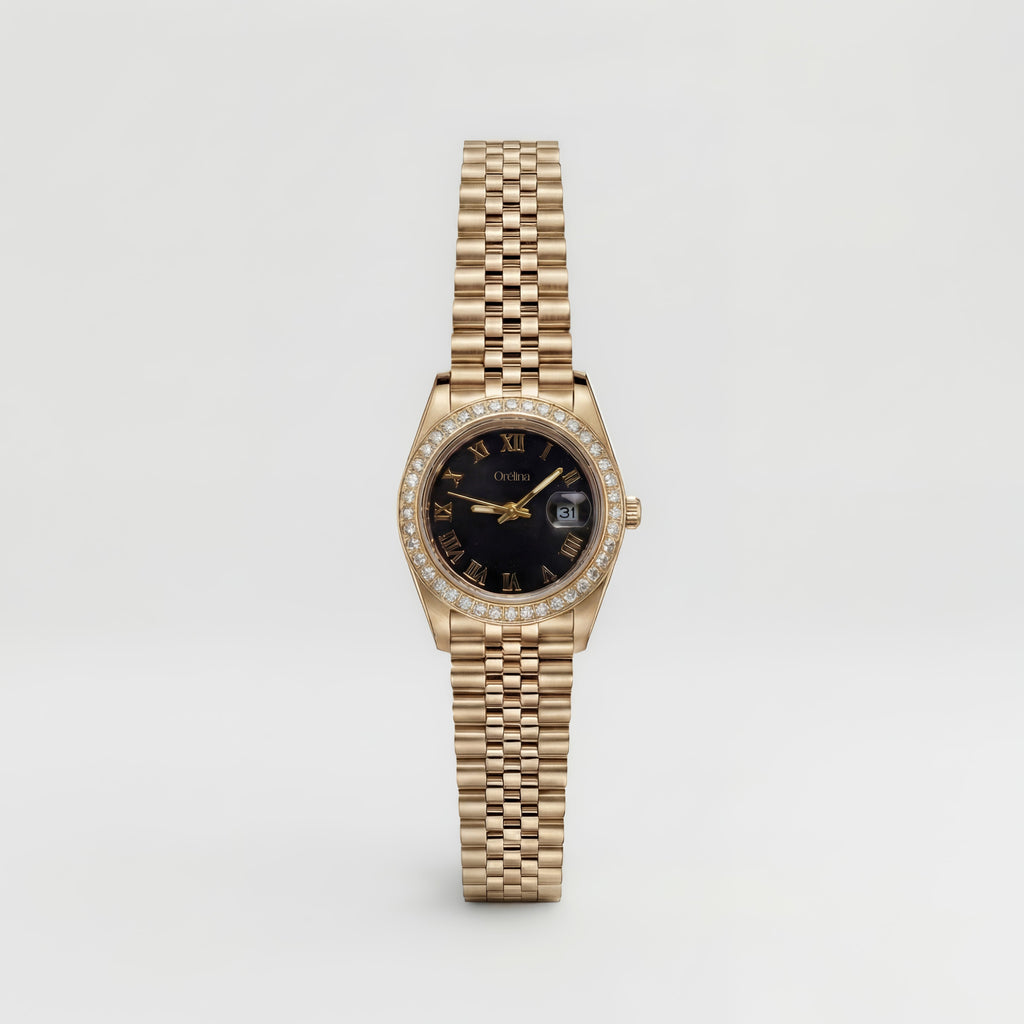 The Luna Watch - Diamond Gold Noir