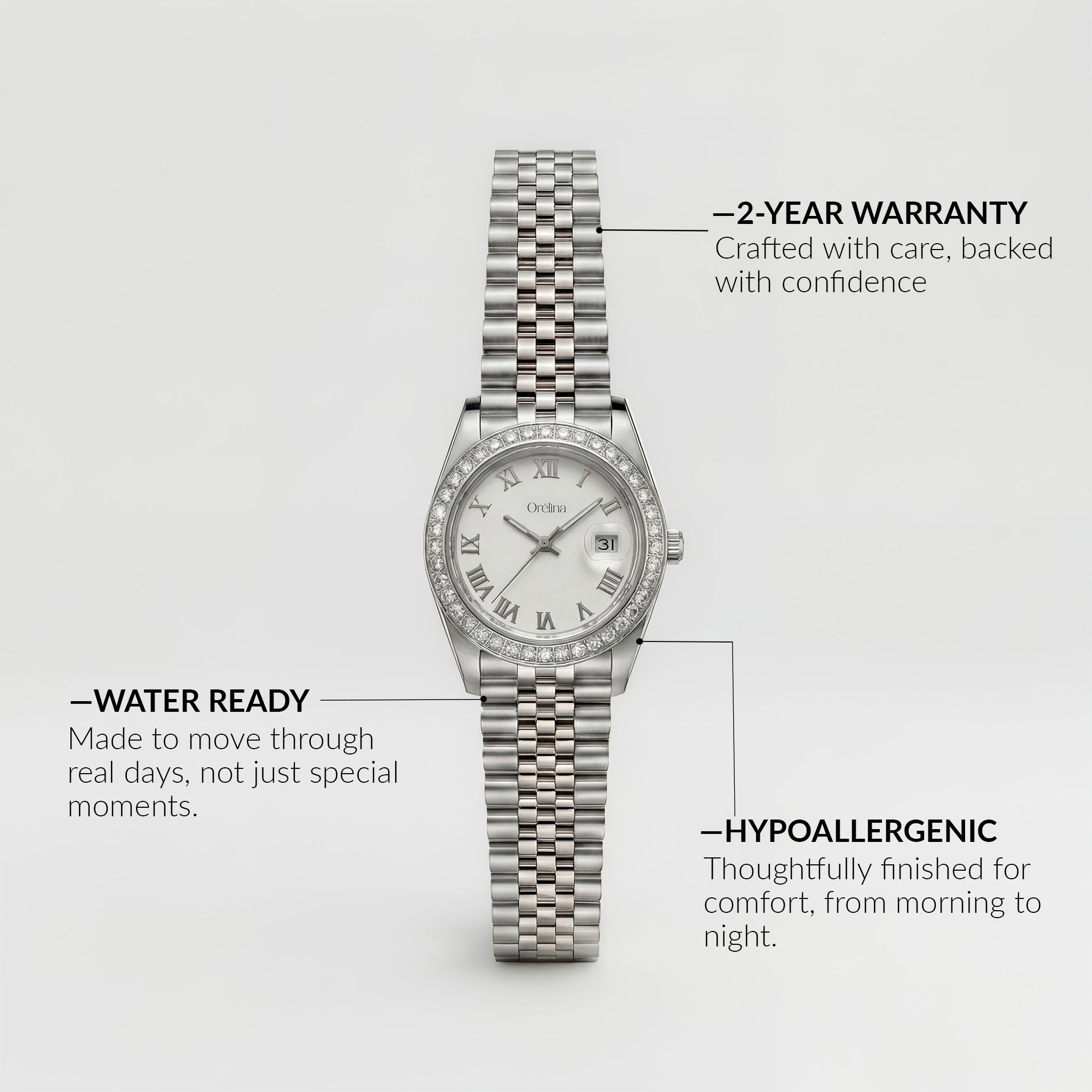 The Luna Watch - Diamond Silver Blanc